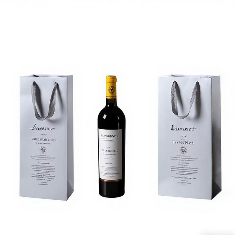 Custom Logo Black Foldable Single Wine Bottle Gift Shopping Kraft Paper ...