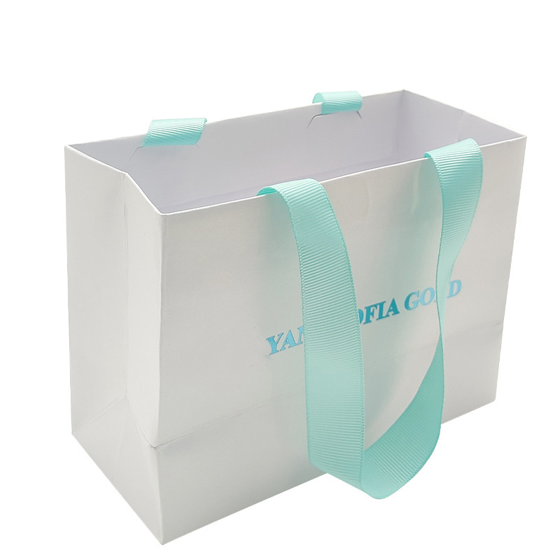 Recyclable Luxury Shopping Bag with Ribbon Handle Custom Bulk Orders ...